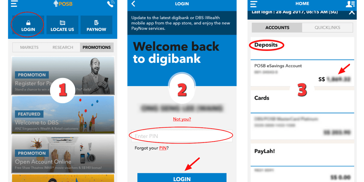 POSB Balance using digibank