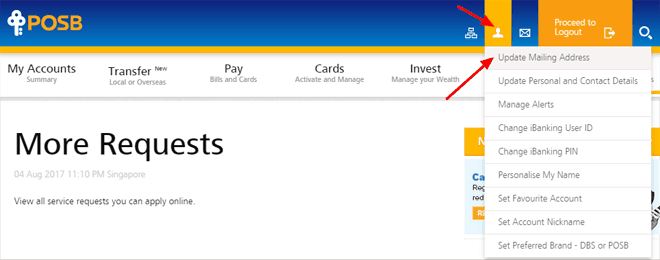 Change address in POSB