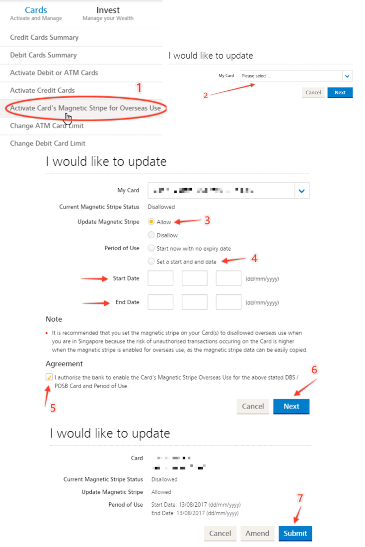 POSB-Activate Card’s Magnetic Stripe for Overseas Use