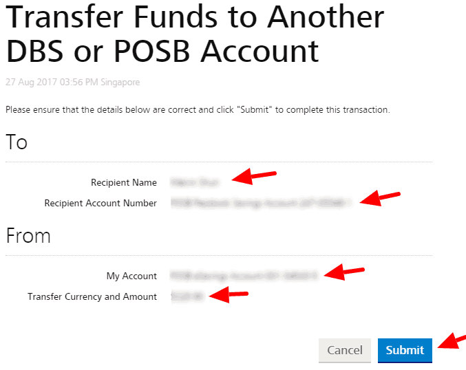 POSB Transfer POSB verify information