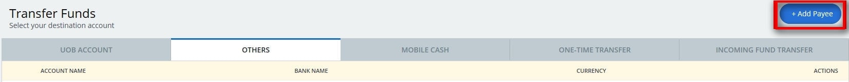 UOB - Transfer Fund - Others - Add Payee