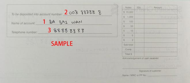 How to bank in Cheque SG