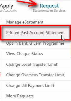 Printed Past Account Statement;Go to 