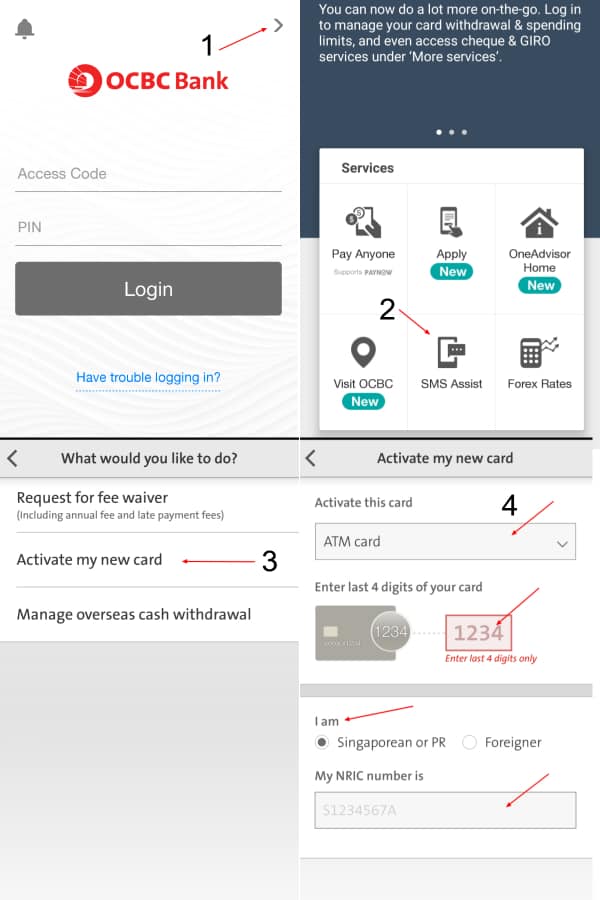 Activate OCBC ATM Card Via Mobile App