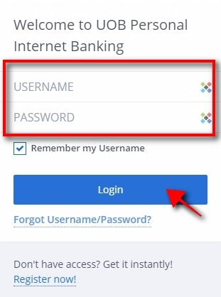 Login to UOB Internet Banking   Enter USERNAME & PASSWORD Click Login