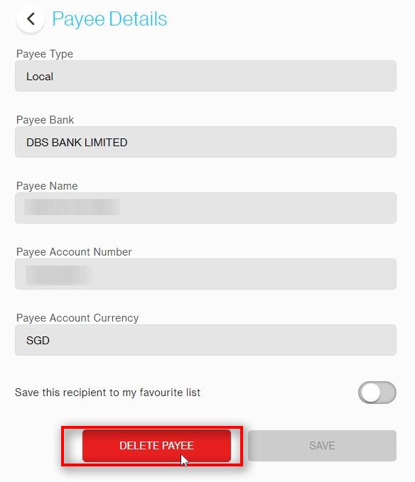 Click on DELETE PAYEE 