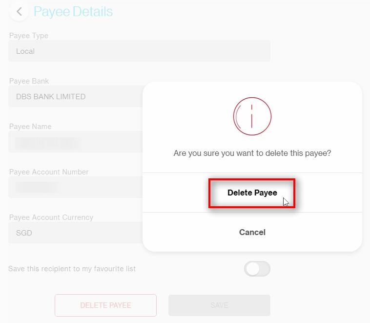 Click on DELETE PAYEE again 