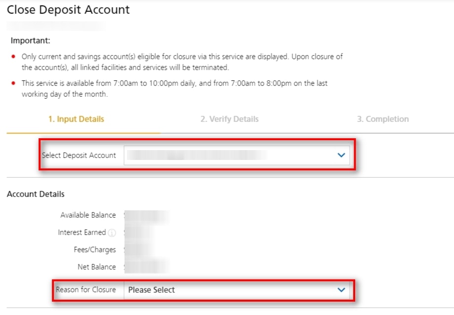 Select Deposit Account To Close