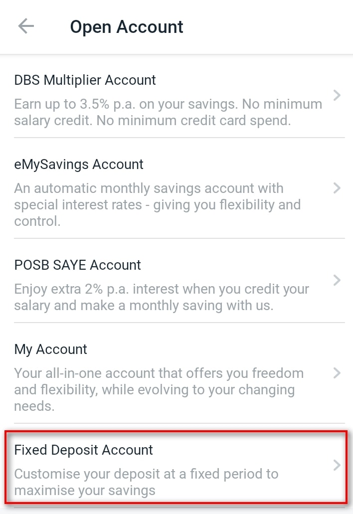 How To Open DBS/POSB Fixed Deposit Account Using Digibank App 2