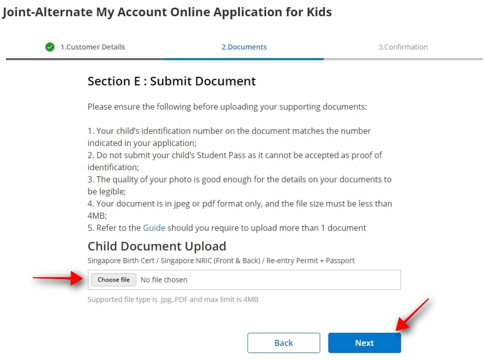 Step 6: Upload your child's document