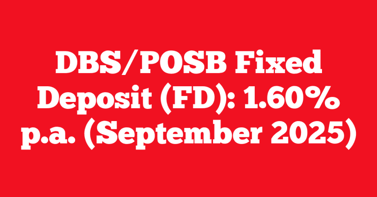 DBS/POSB Fixed Deposit (FD): 1.60% p.a. (September 2025)