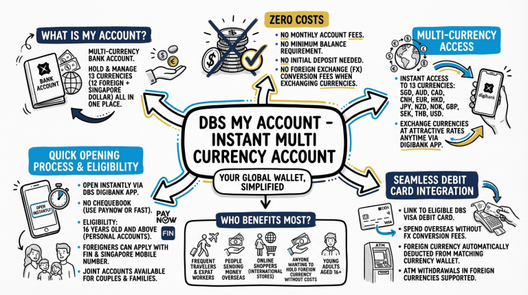 DBS My Account offers multi-currency banking with seamless debit card integration and instant access.