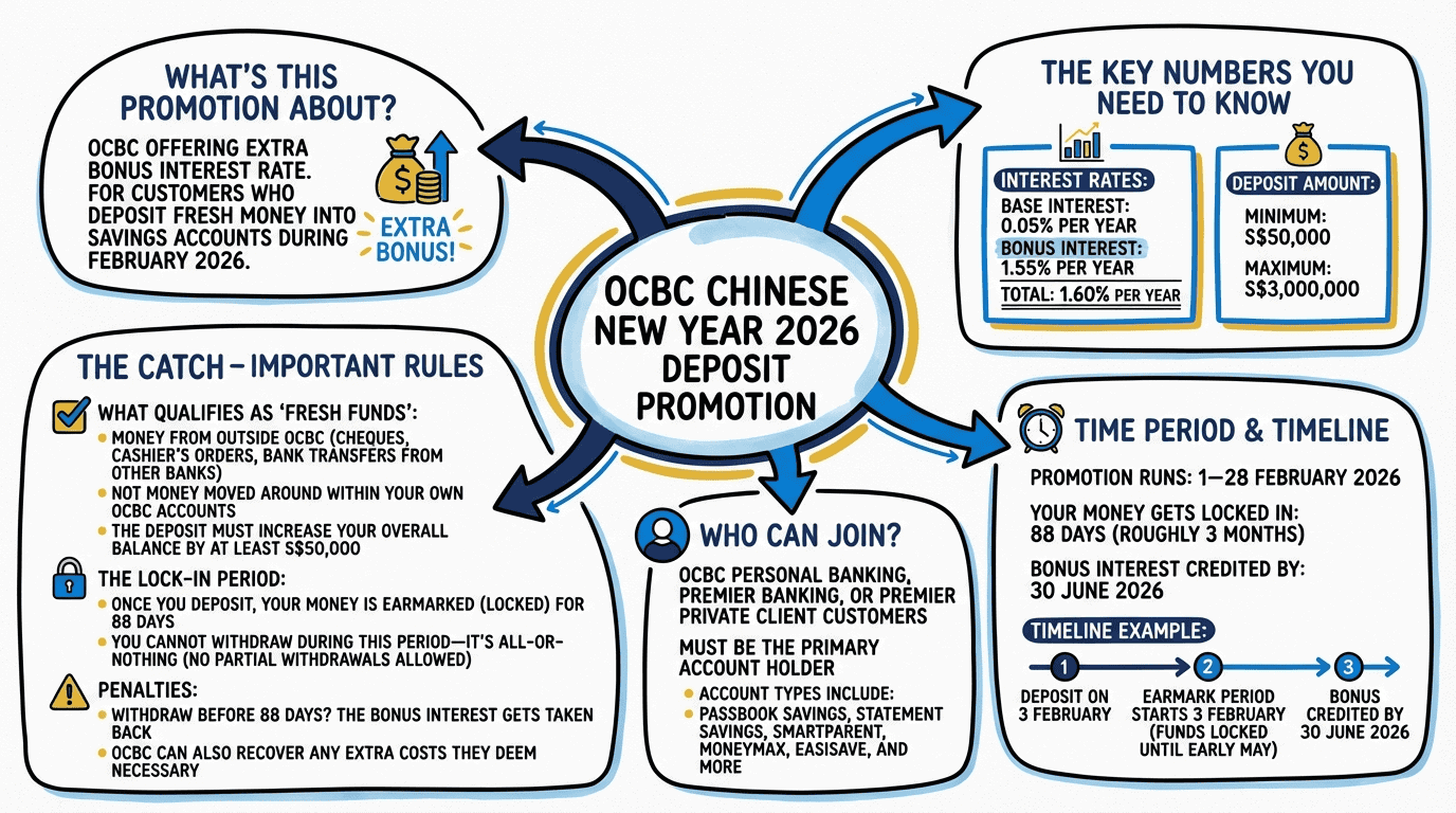 OCBC Chinese New Year 2026 deposit promotion with bonus interest rates and rules.