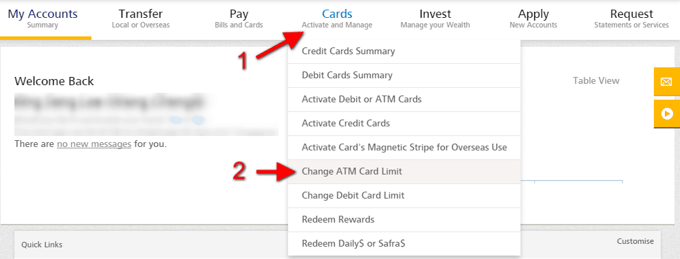 Change DBS POSB ATM Withdrawal Limit