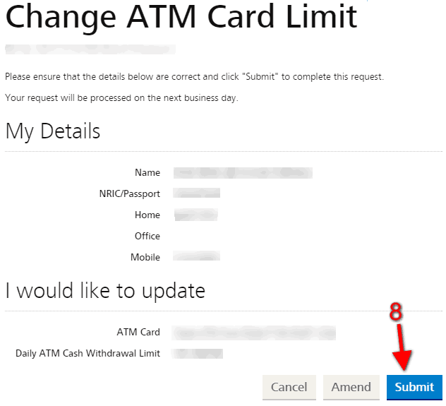 Update DBS POSB atm withdrawal limit per day